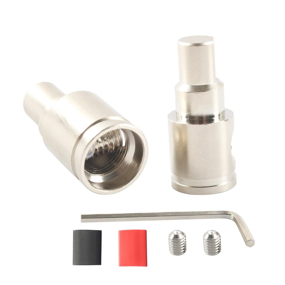 Amp Input Reducer 0GA to 0GA Car Audio Amplifier Wire Terminal Connectors Brass 2PCS with Heat Shrink Tubing