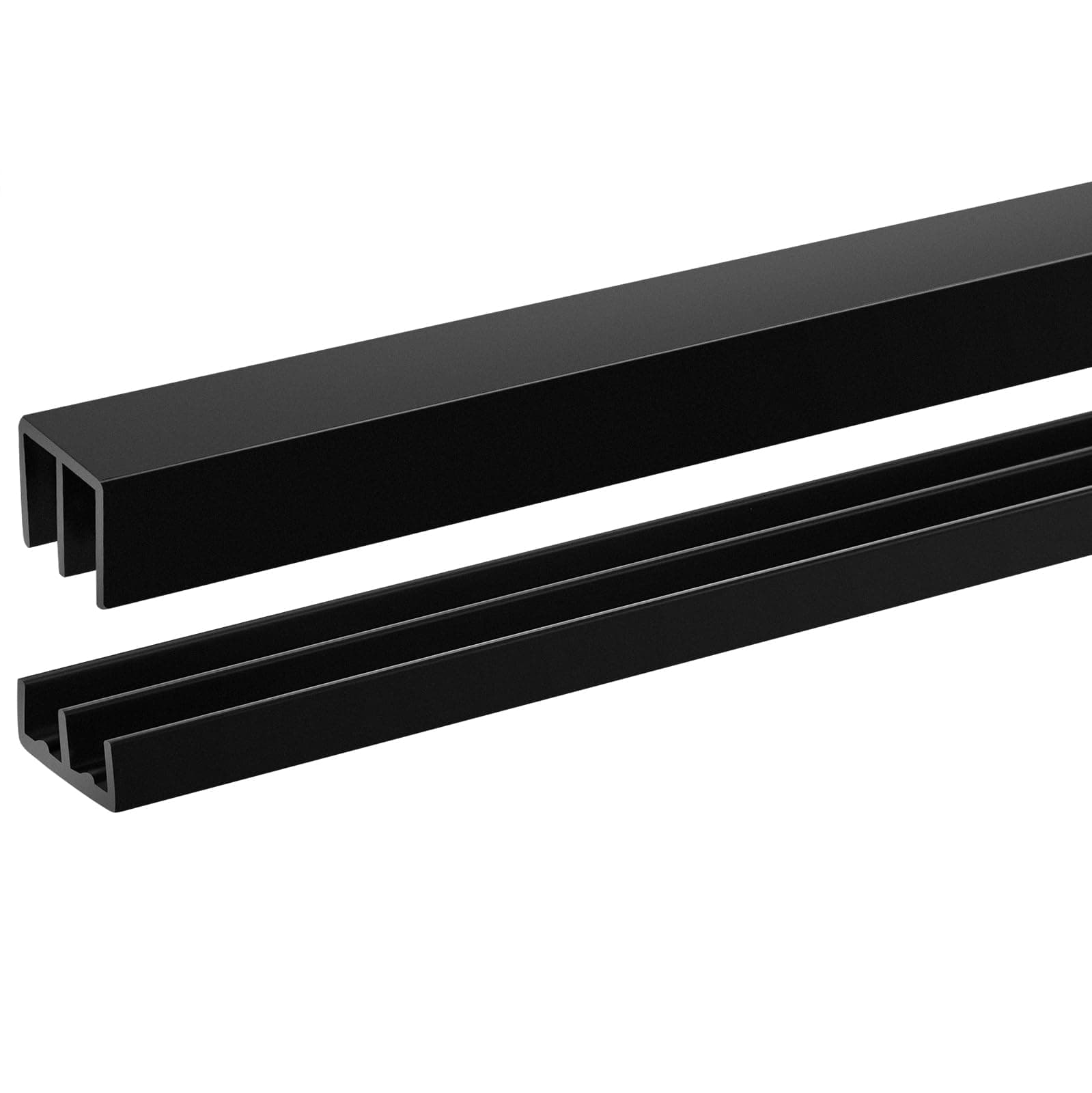 Landical 1 Set 4 ft Long Plastic Sliding Cabinet Door Track Hardware Set for 1/4" Thick Panels Glass Window Cabinet Door Track for Sliding Closet Doors, Easy Quick Installation (Black)