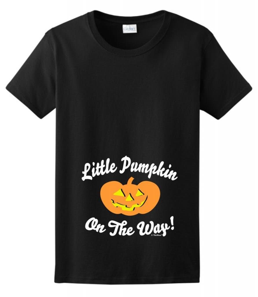 Little Pumpkin On The Way Maternity Themed Ladies T-Shirt Small Black [PPP]
