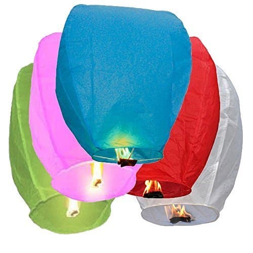 Chinese Flying Sky Lanterns 50 Pack Assorted Colors, Wish Paper Lanterns- for Festivals, Weddings, Backyard Parties