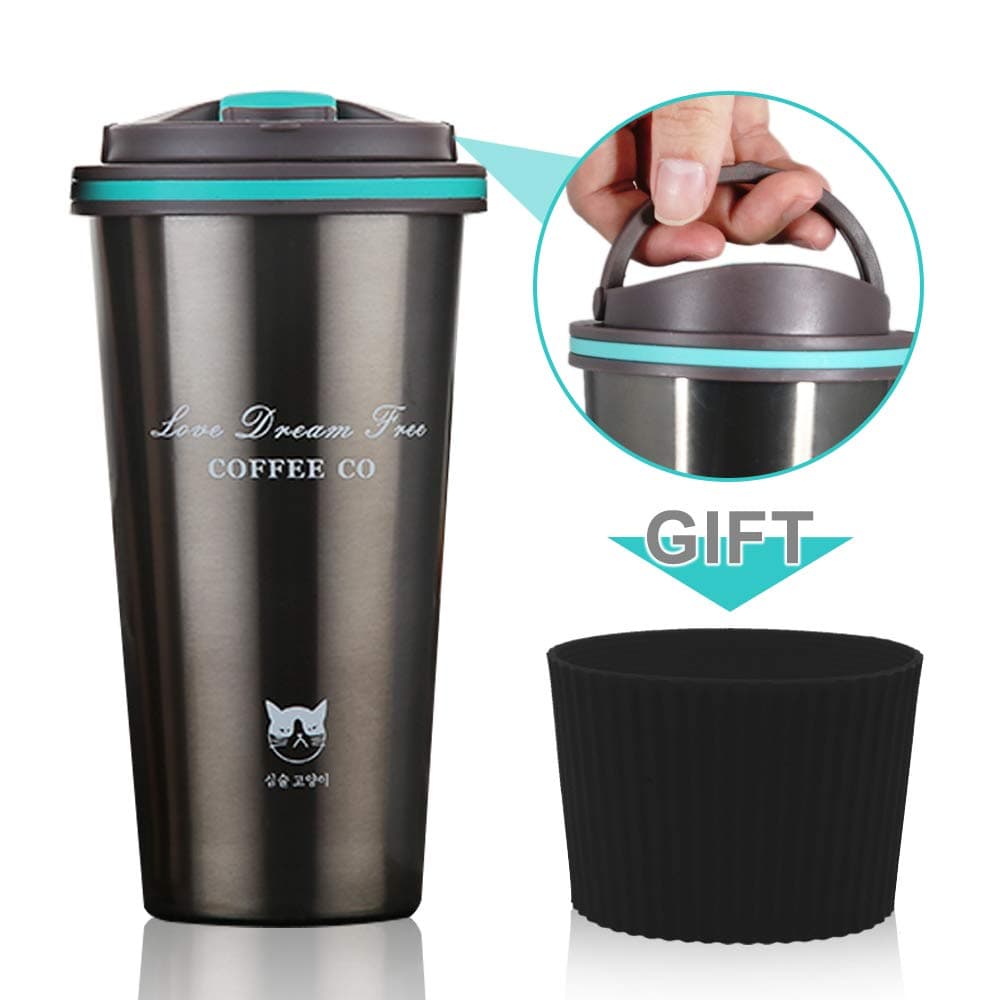 Travel Mug – Maxesla Double Walled Coffee Cup, Insulated Coffee Mug Vacuum Stainless Steel with Leakproof Lid, BPA Free Drinking Cup with Thickened Thermal Sleeve for Hot Drinks, Travel, Hiking 500ml
