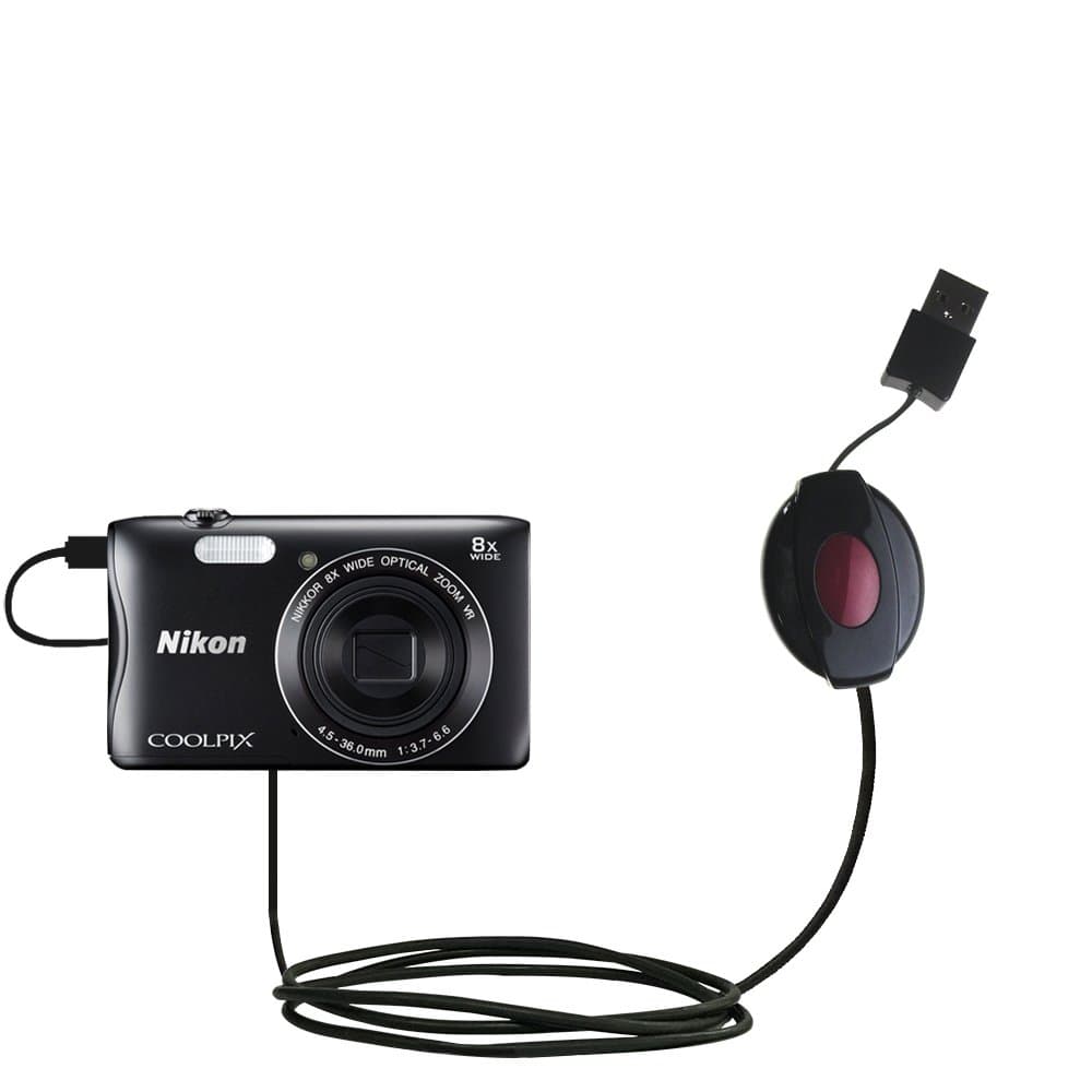 Gomadic USB Power Port Ready Retractable USB Charge USB Cable Wired specifically for The Nikon Coolpix S3700 and uses TipExchange