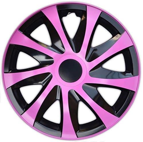 Set of 4 Draco CS wheel covers, 14 inches, black / pink