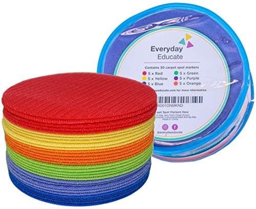 Sit Spots | Sit Spots for Classroom, Carpet, Exercise, Parties, Games, or 30 Circle Pack Carpet Markers, Hook and Loop Dots to Keep Kids Classroom Organize, Learning & Fun Activities Carpet Circles