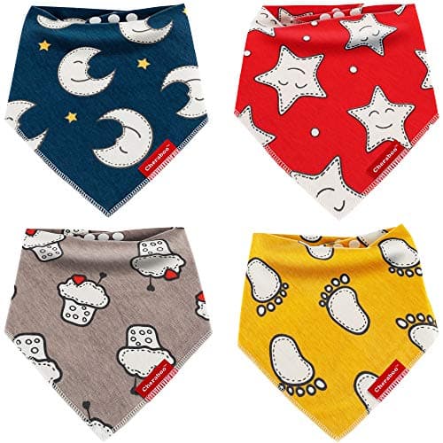 Baby Bibs Bandana Drool Bib 4 Pack Gift Set | Soft 100% Cotton, Super-Cute Reversible Designs, Unisex for Boys or Girls