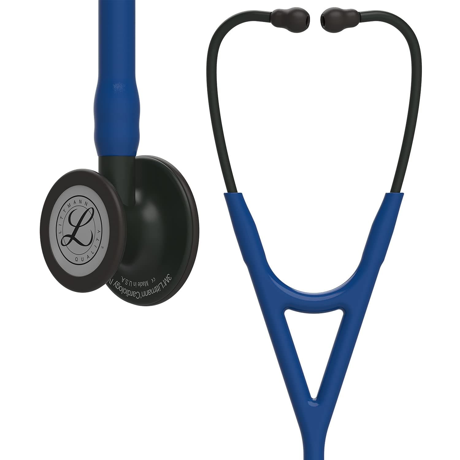 Cardiology IV Diagnostic Stethoscope, Black-Finish Chestpiece, Navy Blue Tube, Black Stem and Headset, 27 inch, 6168