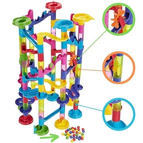 Big Marble Run Coaster Maze Toy 115 Pieces Building Set: 82 Blocks + 33 Safe Plastic Marbles. 250” Long Marble Tracks. STEM Learning Games for Toddlers. Kids Building Kits.