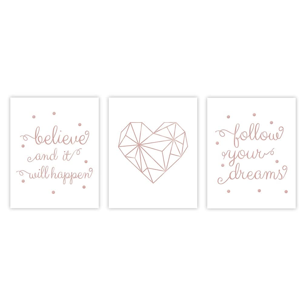 Polka Dot Rose Gold Foil Print Set Of 2(8”X10”, Unframed)