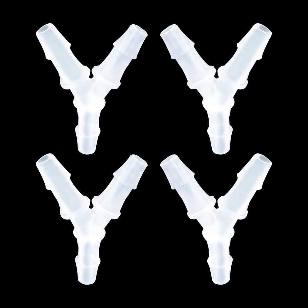 - 1/4" Hose Barb Fitting Equal Barbed Y Shaped 3 Way plastic Tubing Joint Splicer Mender Adapter Union for Oxygen Tubing Pipe Household Fuel Gas Liquid Air (Pack of 4)