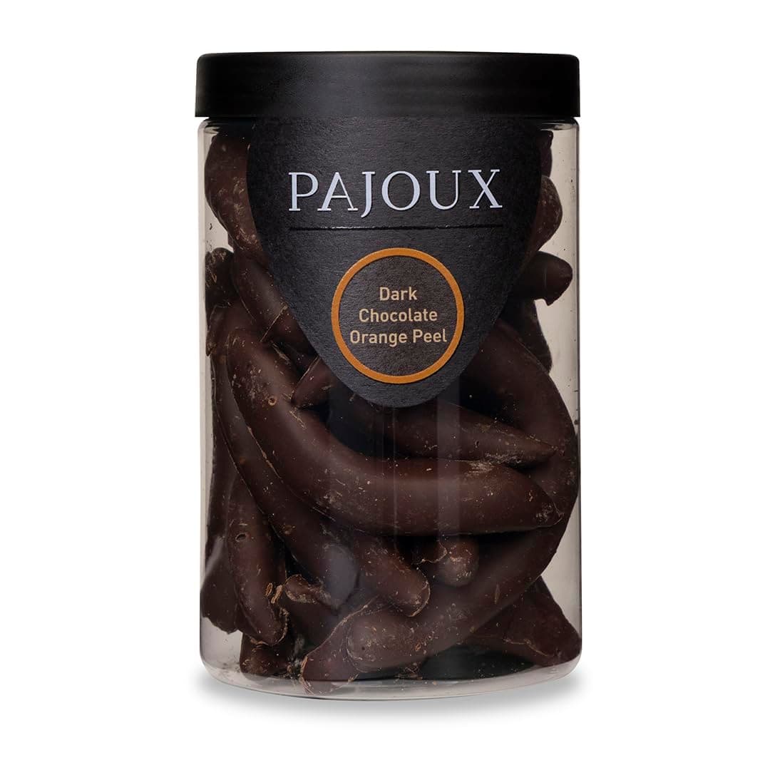Pajoux Dark Chocolate Orange Peel Hand-Dipped (Large) 200g | Dark Chocolate Covered Fruit - Orange Peel Slice - Dark Chocolate Coated - Palm Oil Free - Chocolate in a Gift Jar
