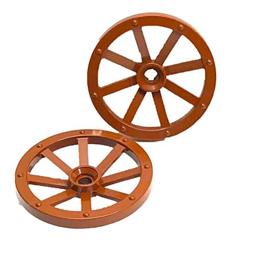 Lego Parts: Castle Wagon Wheel "Large 33mm - Notched for Wheels Holder Pin" (Service Pack 4489B - 2 Reddish Brown)