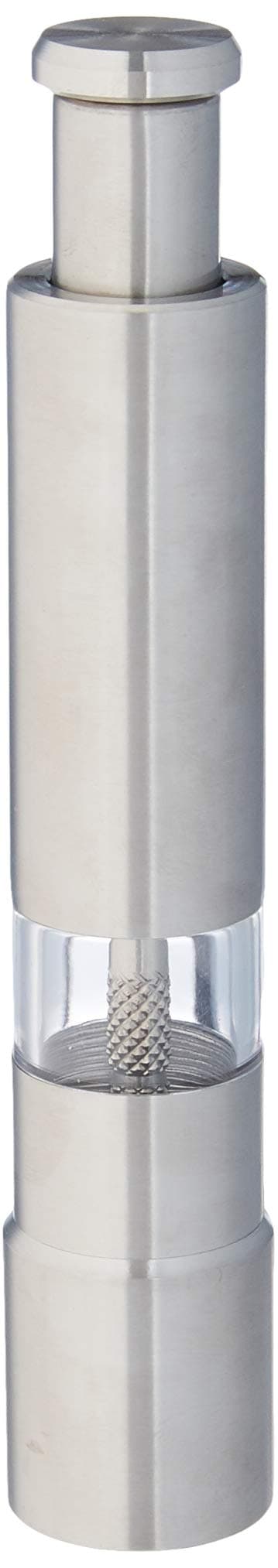 Eunion Pepper Portable One Hand Operated Thumb Push Stainless Steel Salt Mill Grinder,Silver