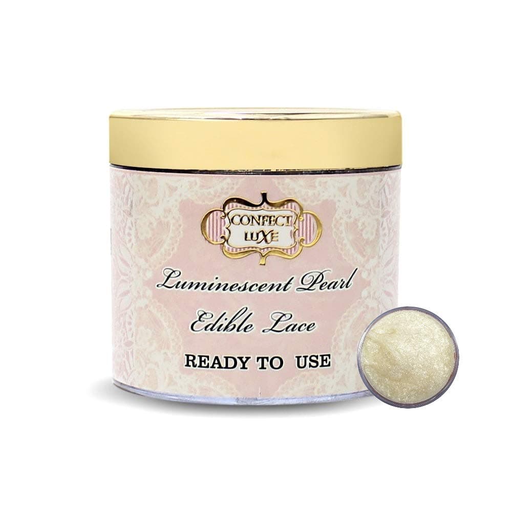 Edible Lace for Cakes - Metallic Luminescent Pearl | Elegant Ready-to-Use Edible Lace Sheet for Cake Decoration | Vegan, Gluten-Free, Nut-Free | Cake Decorating Supplies - 100 Gms