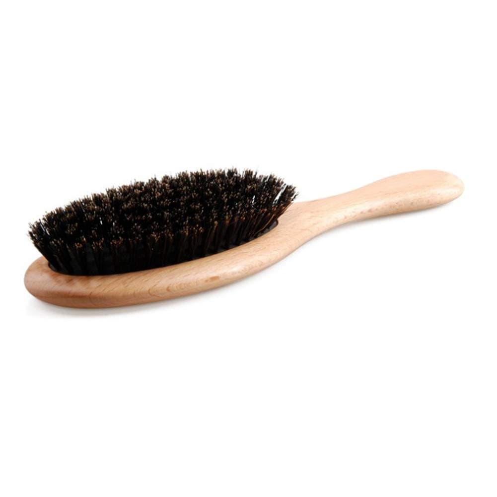 Boar Bristle Hair Brush - Textention Natural Beech Wood Handle Cushion Massage Detangling Hair Brush for Men and Women