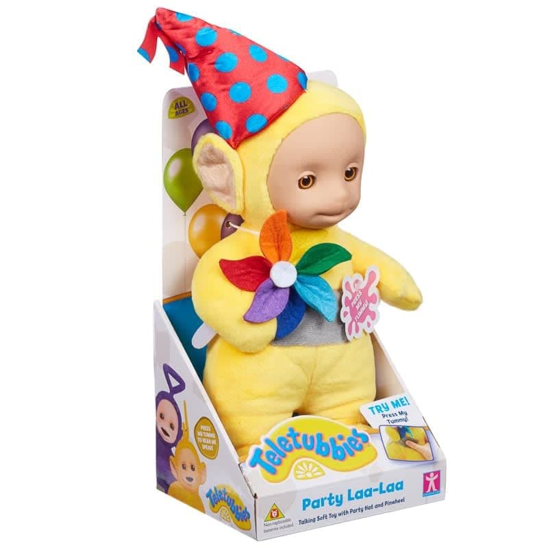 Party Teletubbies Talking Plush Toy Laa-Laa Features authentic Teletubbies voices and sounds.