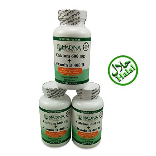 3 X Halal Calcium 600mg + Vitamin D3 400 IU - Made in USA