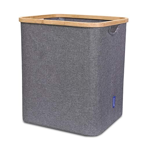 HOSROOME Bamboo Laundry Basket Laundry Hamper with Handle Foldable Hamper Easily Transport Laundry Hampers for Laundry,Grey