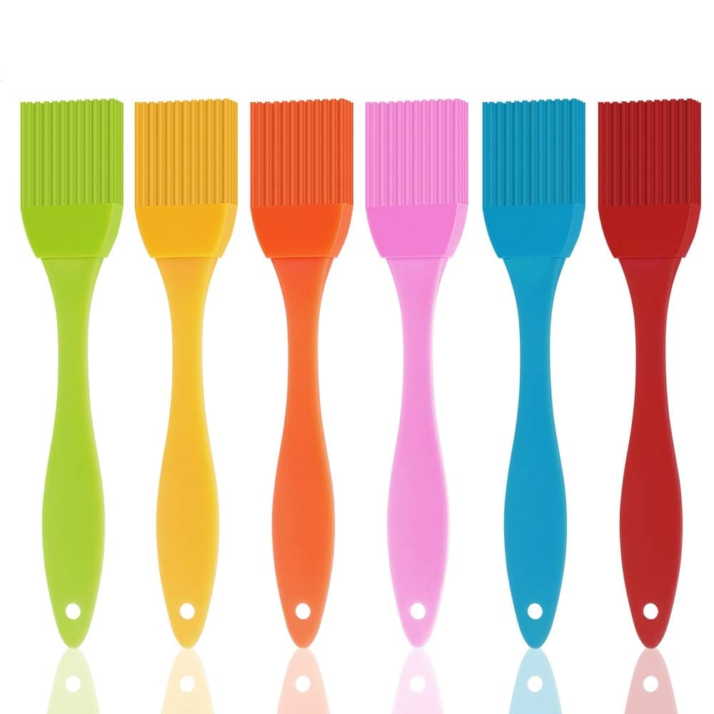 6PCS Small Silicone Basting & Pastry Brushes, Suitable for BBQ Meat,Cakes, Pastries, Basting/Oil Brush, Smearing and Marinating. Rrandom Color