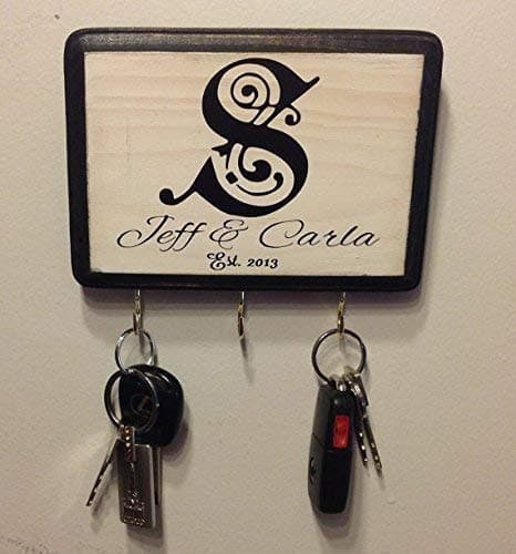 Personalized Wall Key holder with Initial, Couple's Name and Established Year. Wedding Gift, Couple's Gift