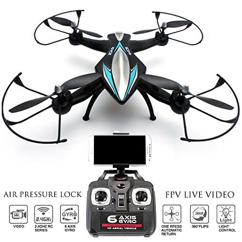 FPV Drone Zeus Quadcopter with Camera Live Video, First Person View Flight in VR, Real Time Feed Control on Your iPhone / Andriod, Air Pressure Altitude Lock, Headless Mode, Easy Return Home