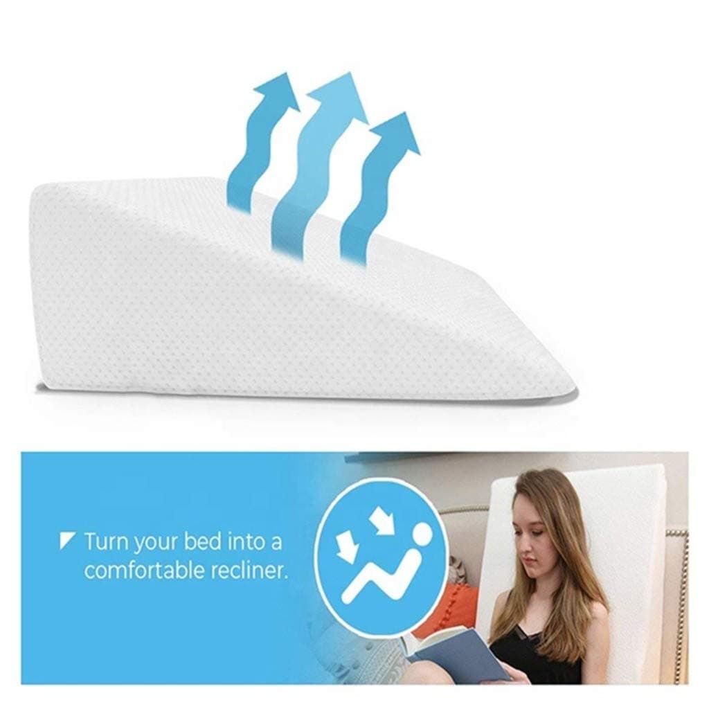 Premium Memory Foam Bed Wedge Pillow Memory Foam Doctor Designed Hypoallergenic Support for Back Pain Snoring Gerd Acid Reflux Heartburn Indigestion Respiratory Problems Washable Cover