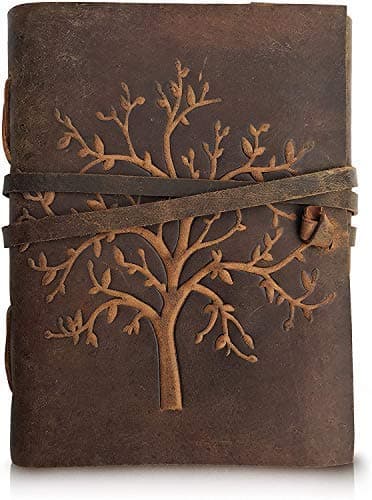 RSN Handicraft Leather Handmade Paper Vintage Hand Embossed Tree of Life - Travel Regular Journal Daily Work Task Planner, Birthday Gift Personal Organizer Notebook for Men, Women 7x5 Inches