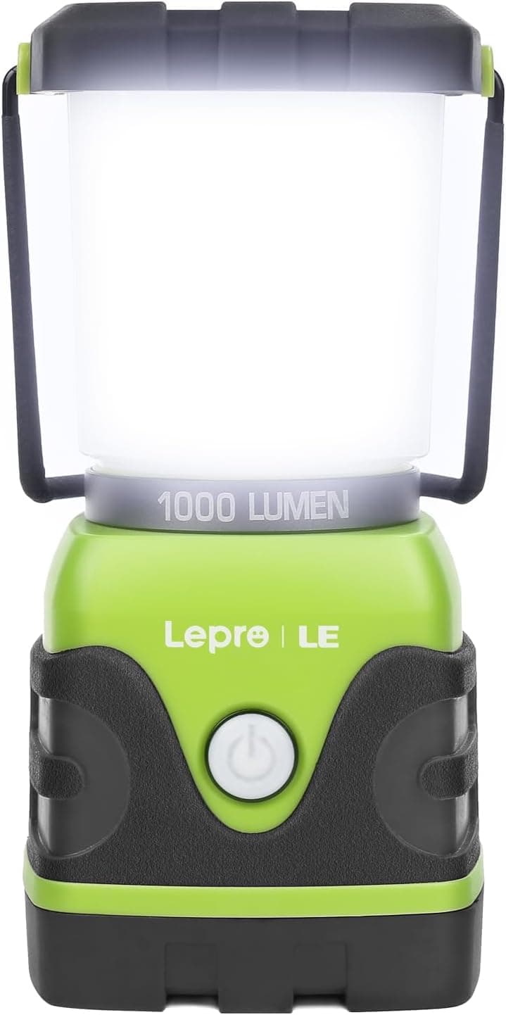 Lepro 1000LM Battery Powered LED Camping Lantern, Waterproof Tent Light with 4 Light Modes, Camping Essentials, Portable Lantern for Camping, Hurricane, Emergency, Hiking, Power Outages,Green
