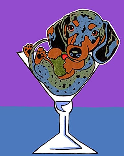Dapple Dachshund Martini Dog Art Print Signed by Artist Different Sizes Available