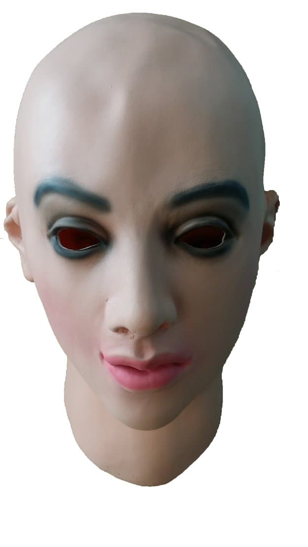 LMJMASK Latex female mask realistic halloween mask with black eyes