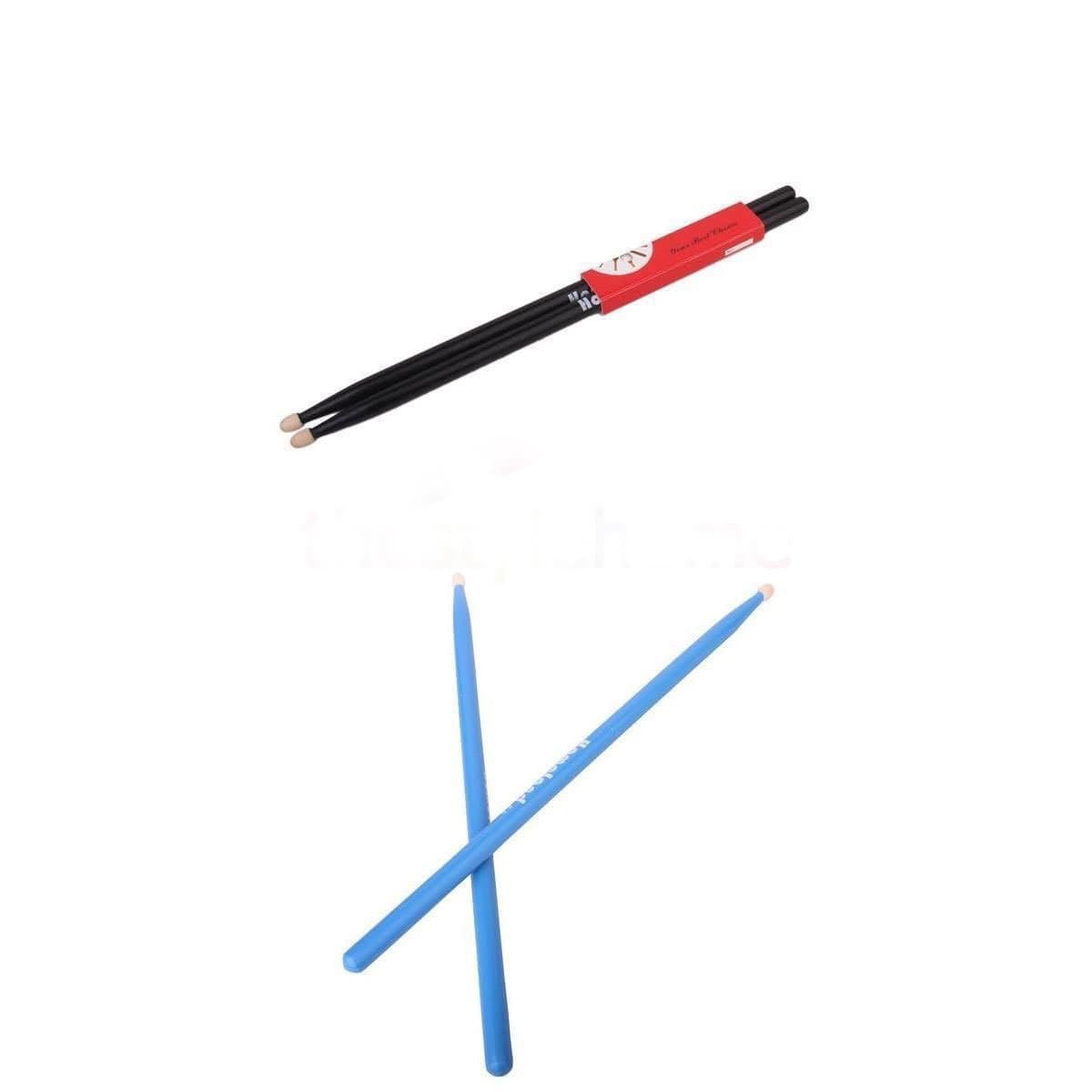 2 Prs Maple Wood Drumsticks 5a Drum Sticks Wooden Tips for Music Band Blue Black