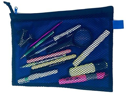 School STG Bolsas Para lápices Con 2 Divisiones y zíper resistente, Azul Verde y Naranja (Blue)