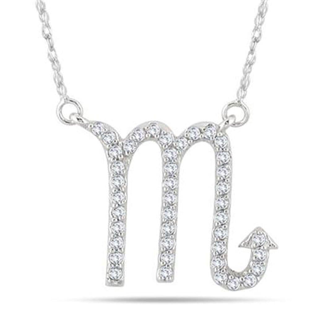 1/3 Carat D/VVS1 Scorpio Zodiac Pendant Necklace 14K White Gold Plated