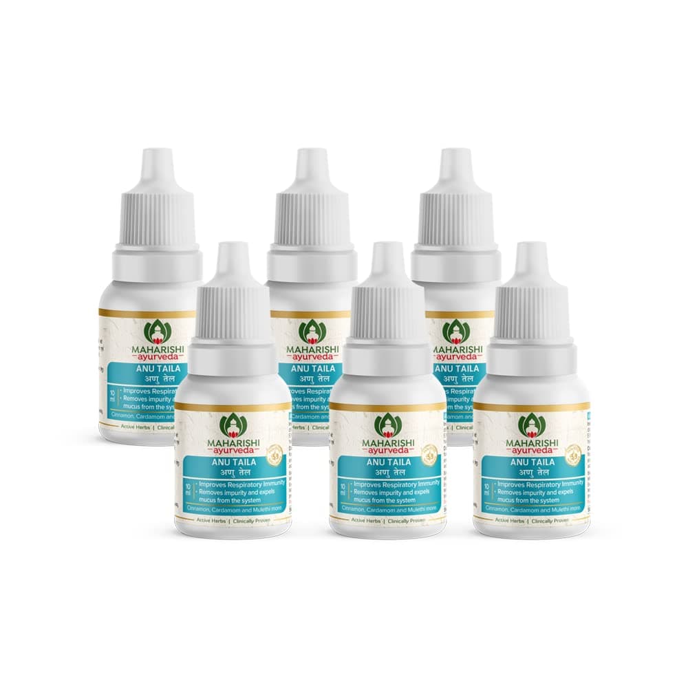 Maharishi Ayurveda Anu Taila | Unblocks Nasal Congestion| Effective in Migraine & Sinusitis |Improves Sensory Perceptions|Pure & Potent Herbs |10 ml - Pack of 6