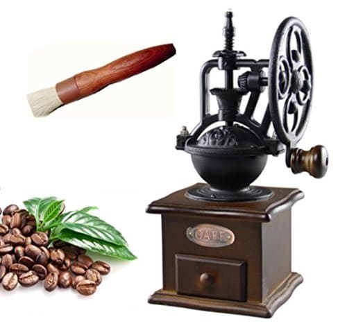 Lilizhou Manual Coffee Grinder Maker With Grind Settings and Catch Drawer, Classic Vintage Style Manual Hand Grinder Coffee Mill, Old World Style with New World Technology