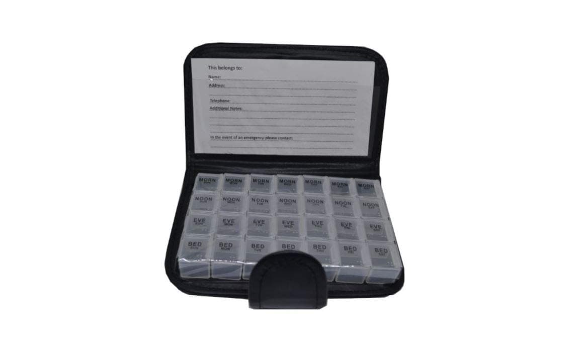 COSMALL@ 7 Days Pill Organiser Pill Box 28 Compartment Pill Box With Pill Wallet