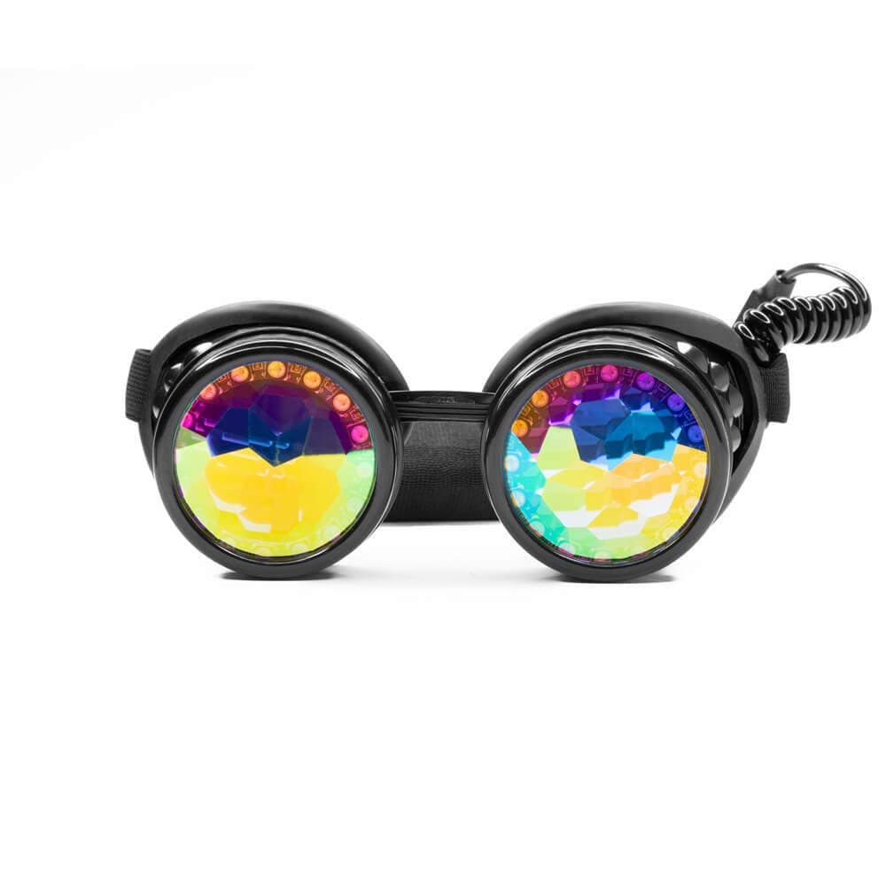 GloFXPixel Pro Kaleidoscope Goggles [350+ Epic Modes] - Programmable Rechargeable Light Up EDM Festival Rave Party Sunglasses Glow LED Glasses