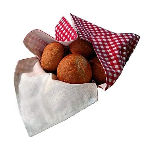 Bread Basket Liner and Warmer, Handmade in Red and White Check Print
