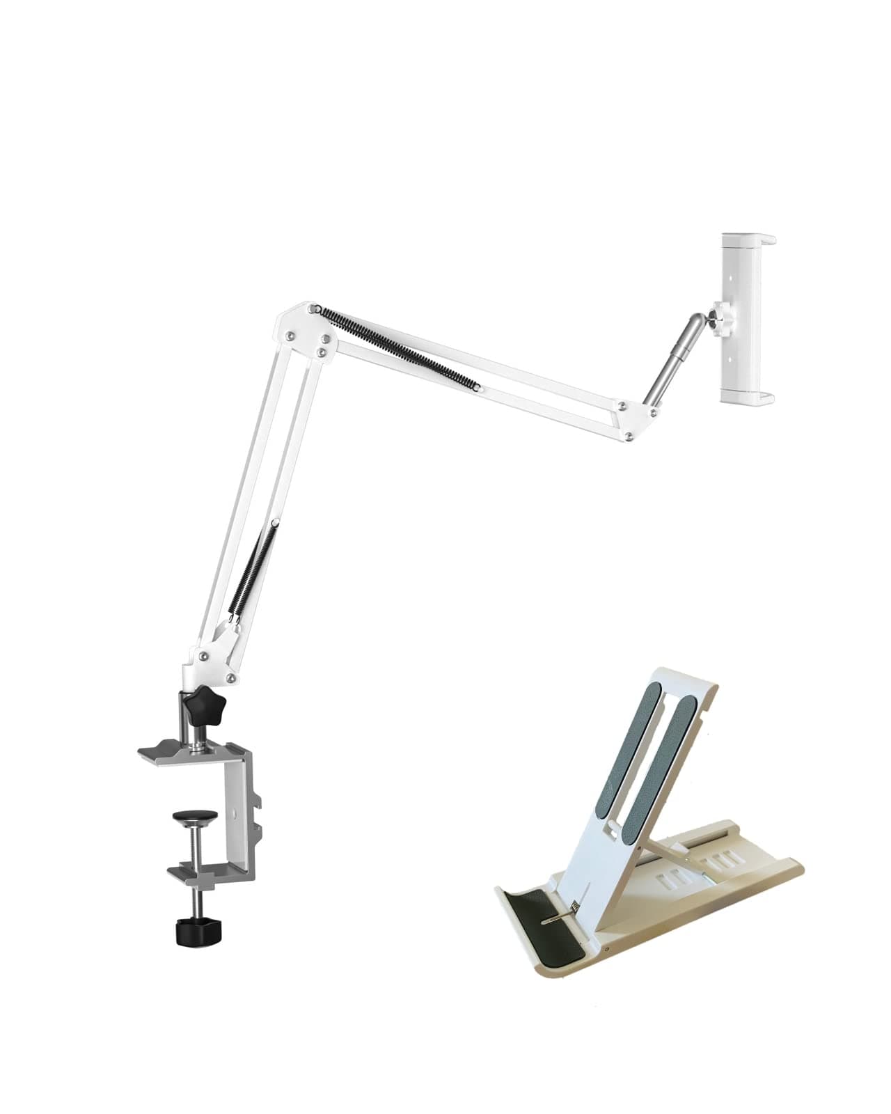 Phone Holder Mount Tablet For Mobile Stand Table Bed Ipad Long Extendable Articulating Arm Lazy Desk White Technomounts Stabilizer Smartphones Clip Clamp Overhead Video Recording Live Broadcast