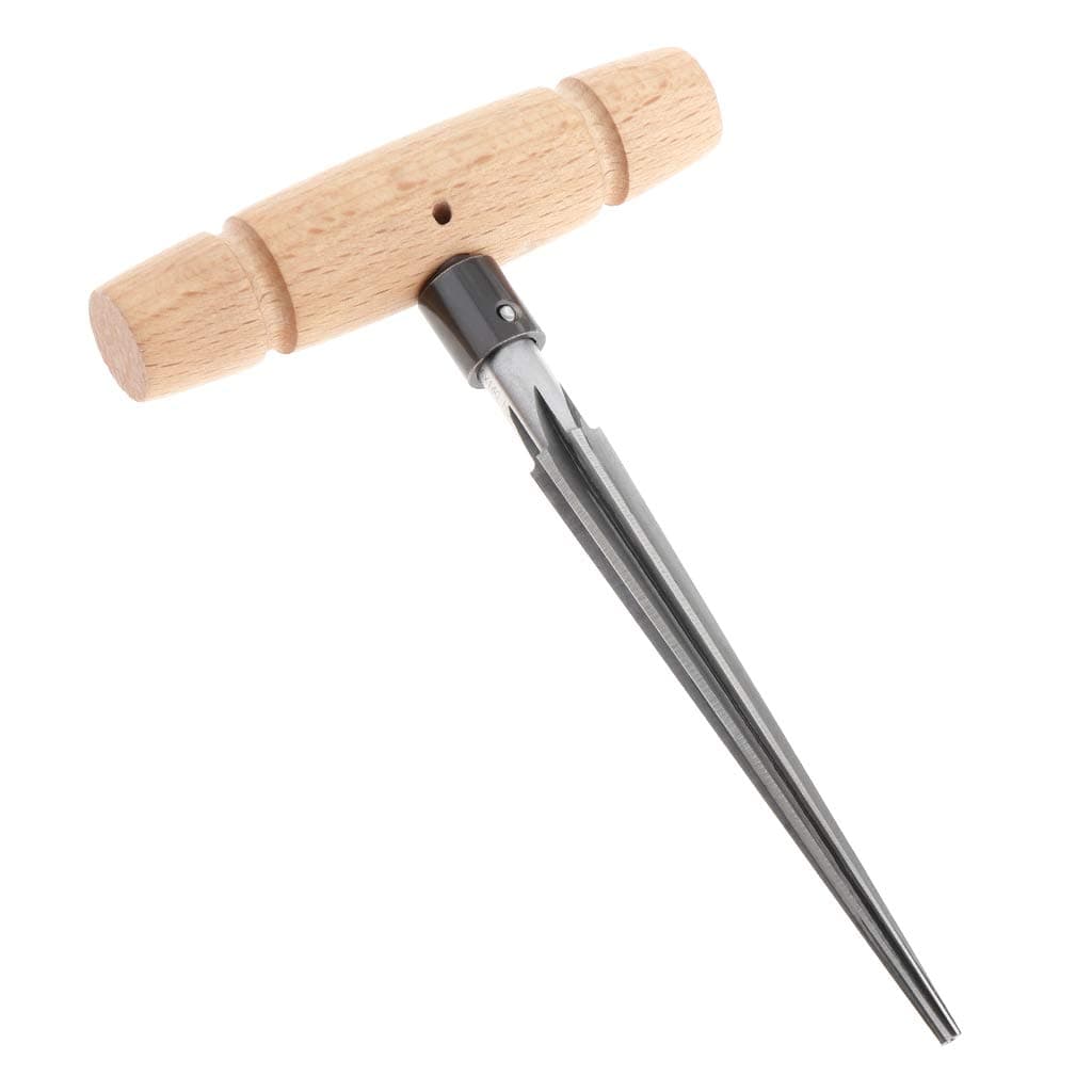 Alnicov Tapered Reamer Wood Hand Held Reamer T Handle Tapered 4 Fluted Chamfer Reaming Guitar Woodworker Cutting Tool