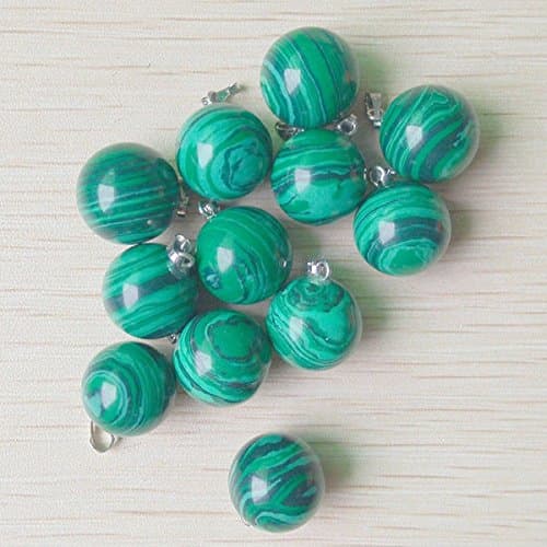 Natural Malachite Stone Round Ball Pendants Charms 50Pcs