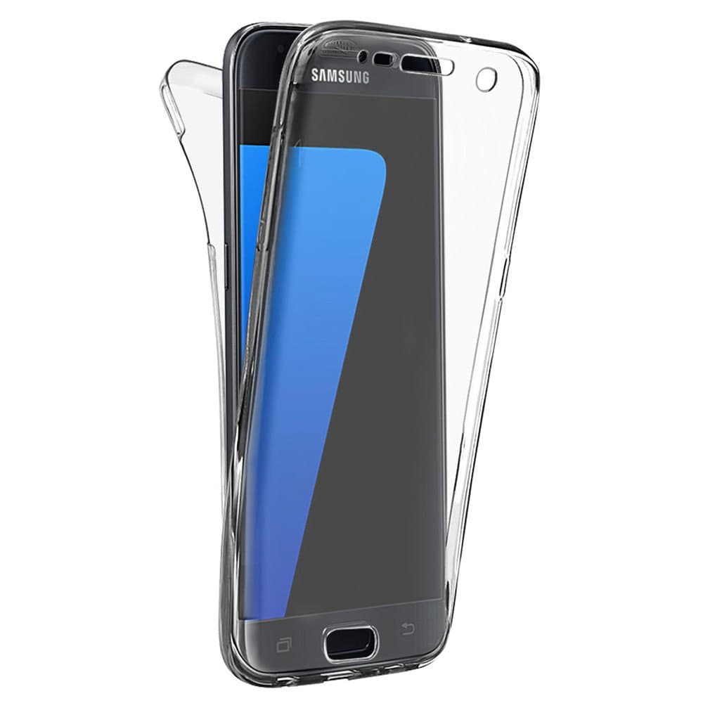 360° Full Protective Case Shockproof TPU Gel Transparent Clear Cover For Galaxy S7 case (Transparent)