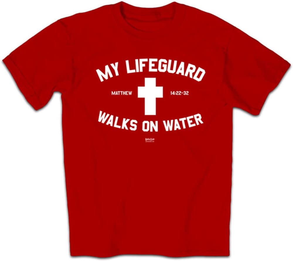 Kerusso Men's My Lifeguard Walks On Water T-Shirt - Red -SM