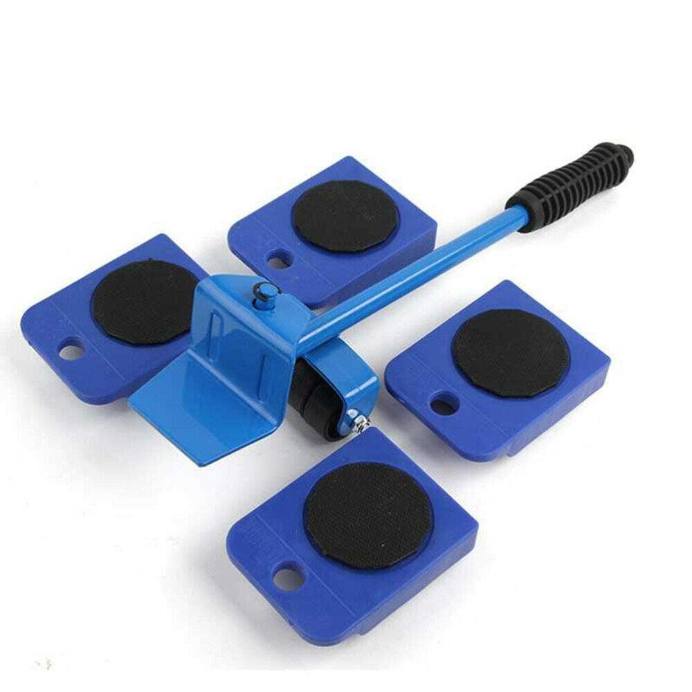 OUYAWEI Portable For Furniture Mover Tool Set Furniture Transport Lifter Heavy Stuffs Moving Tool 4 Wheeled Mover Roller+1 Wheel Bar Hand Tools Set All blue