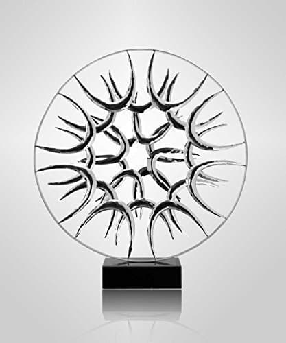 Round Abstract Steel Sculpture on Marble base. Height 62 cm. Stainless Steel Mirror Polished