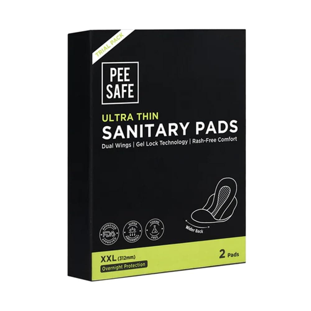 PEESAFE Ultra Thin Sanitary Pads For Women | XXL | 2 Pads For Rash Free Periods | Cottony Soft Sanitary Napkins For Ultra Comfort | Dual Wings | Toxin Free | Extra Long | Unscented