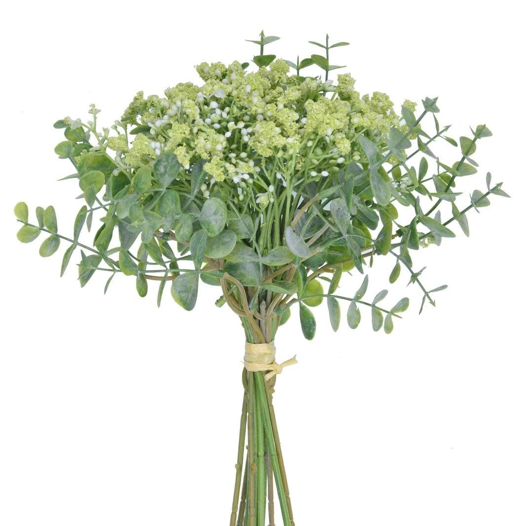 Artificial Baby Breath Flower in Bulk Fake Gypsophila Flowers Bouquets with Silver Dollar Eucalyptus for Vase Decoration DIY Floral Arrangement Wedding Party Home Tabel Decor -Green