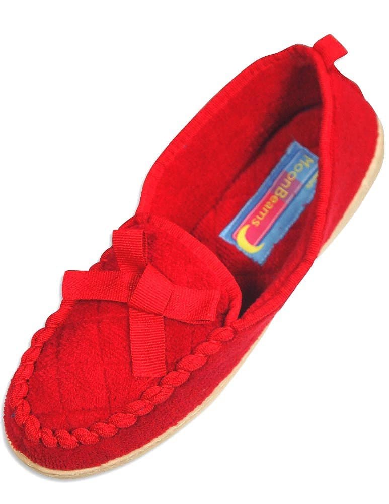 Moon Beams - Ladies Moccasin Slipper, Red 32208-8B(M) US