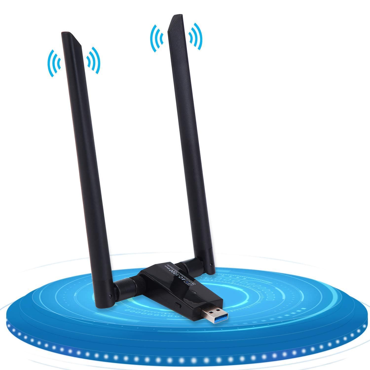 Wifi Dongle-USB Wireless adapter 1200Mbps (Plug and play, no need to install drivers),USB Wifi Adapter for PC/Desktop/Laptop/Tablet with 2.4G/5G 5dBi Dual Antenna, Support Windows 10/8 .1/7/ Vista/XP