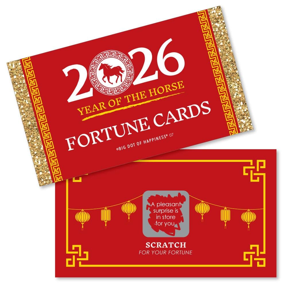 Big Dot of Happiness Chinese New Year - 2026 Year of The Horse Game Scratch Off Fortune Cards - 22 Count