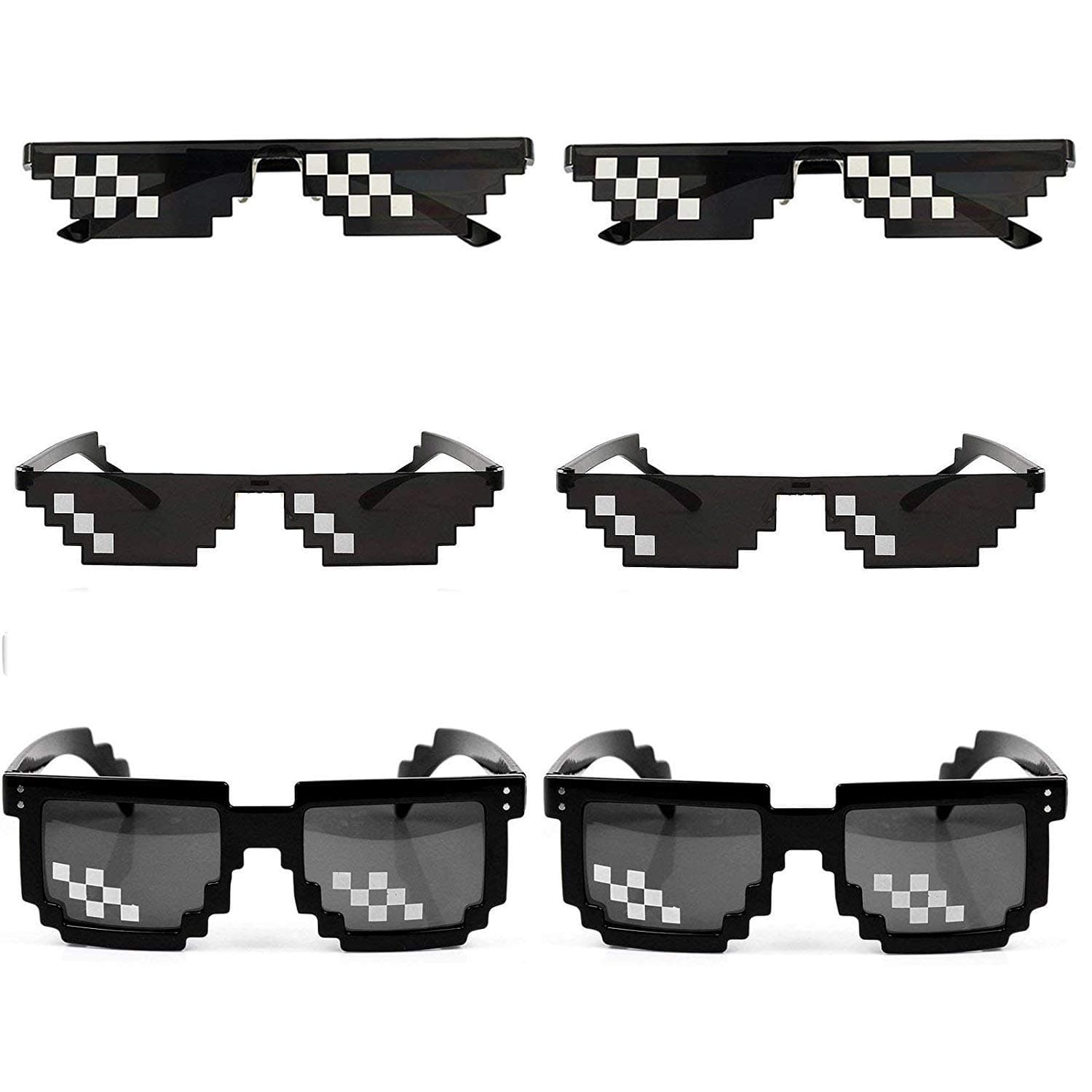 [6 Pack] Thug Life Sunglasses, Thuglife Glasses for Men Women Kids Funny Photo Props & Party Accessories for Adults (Black)